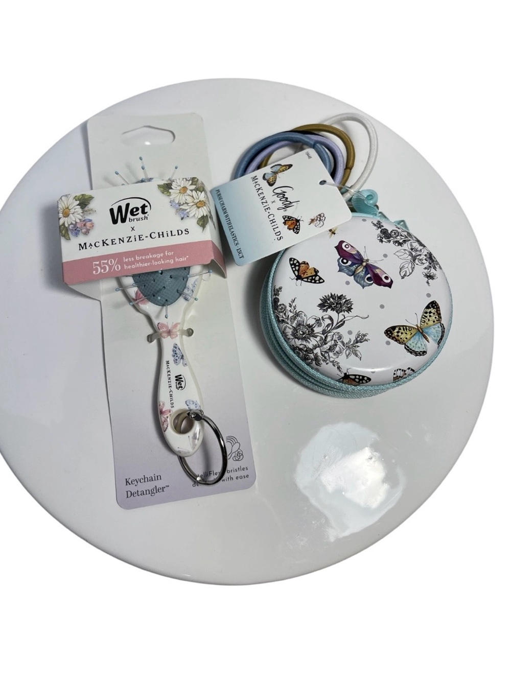 Wet Brush x Mackenzie-Childs Butterfly Keychain & Bag Charm W/Elastics - NWT **